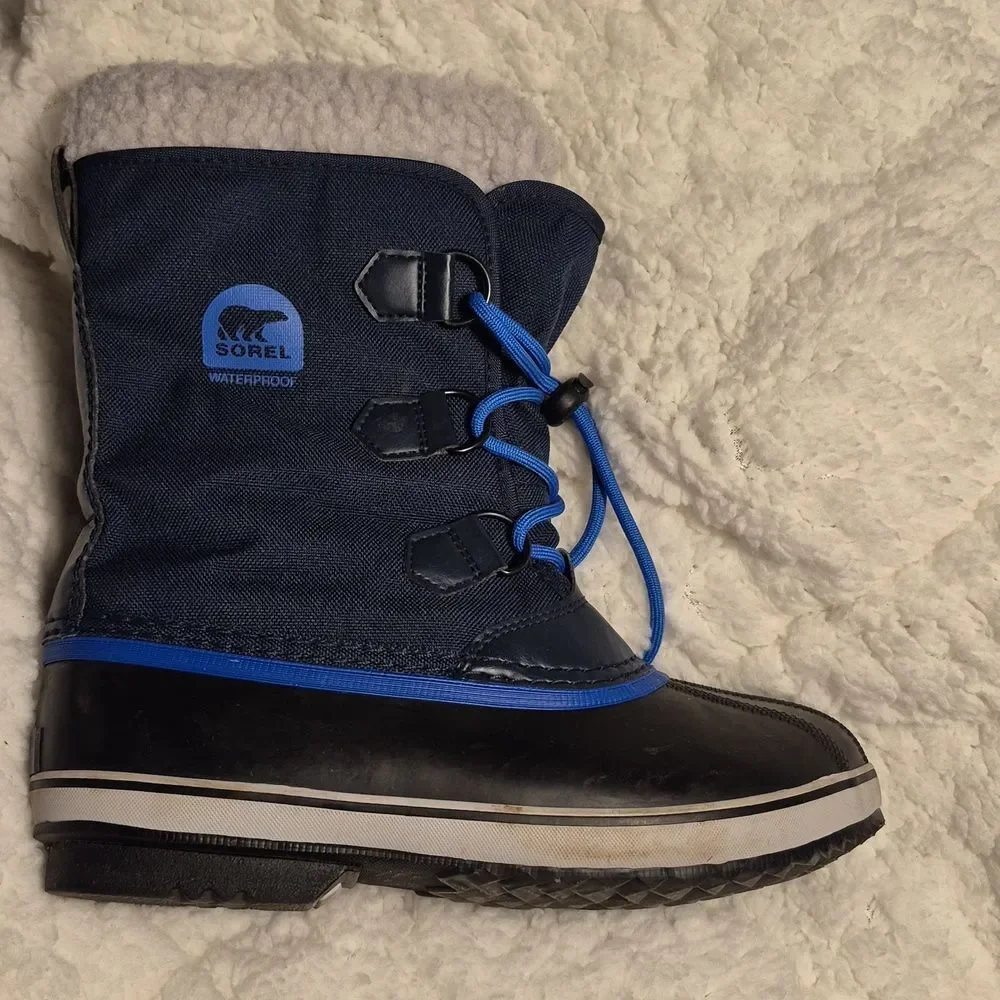Sorel Yoot Pac Men's Size 6 Blue and Black Nylon Rubber Ducks Boots